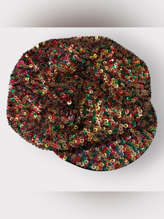 Accessories - Vintage 90s Ultra Sequined Newsboy Hat Womens Multicolor Beret Paperboy Cap